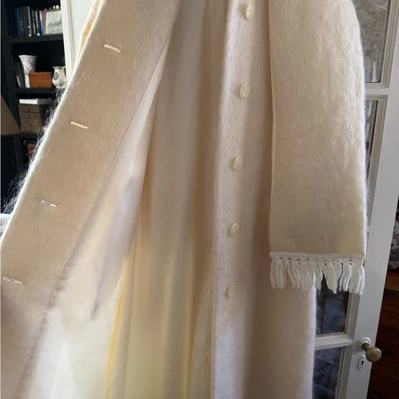 Vintage Weiss Cream Long Mohair Coat - Picture 8 of 11